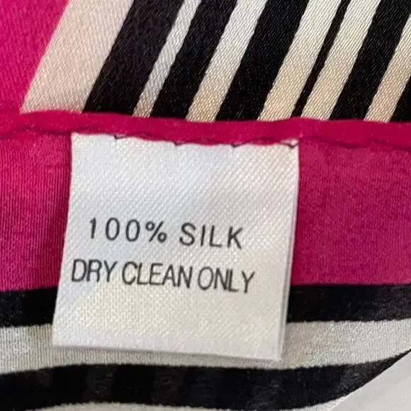 Square Silk Scarf, Pink, White, Black, 21" - Picture 2 of 5